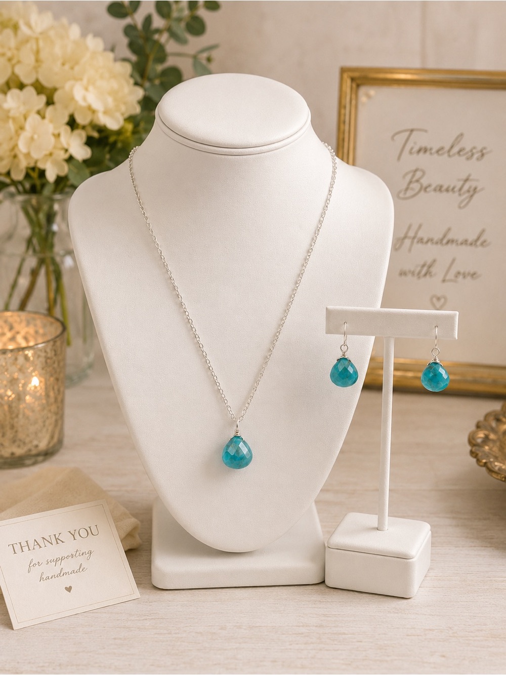 Howlite Turquoise Necklace & Earrings Set